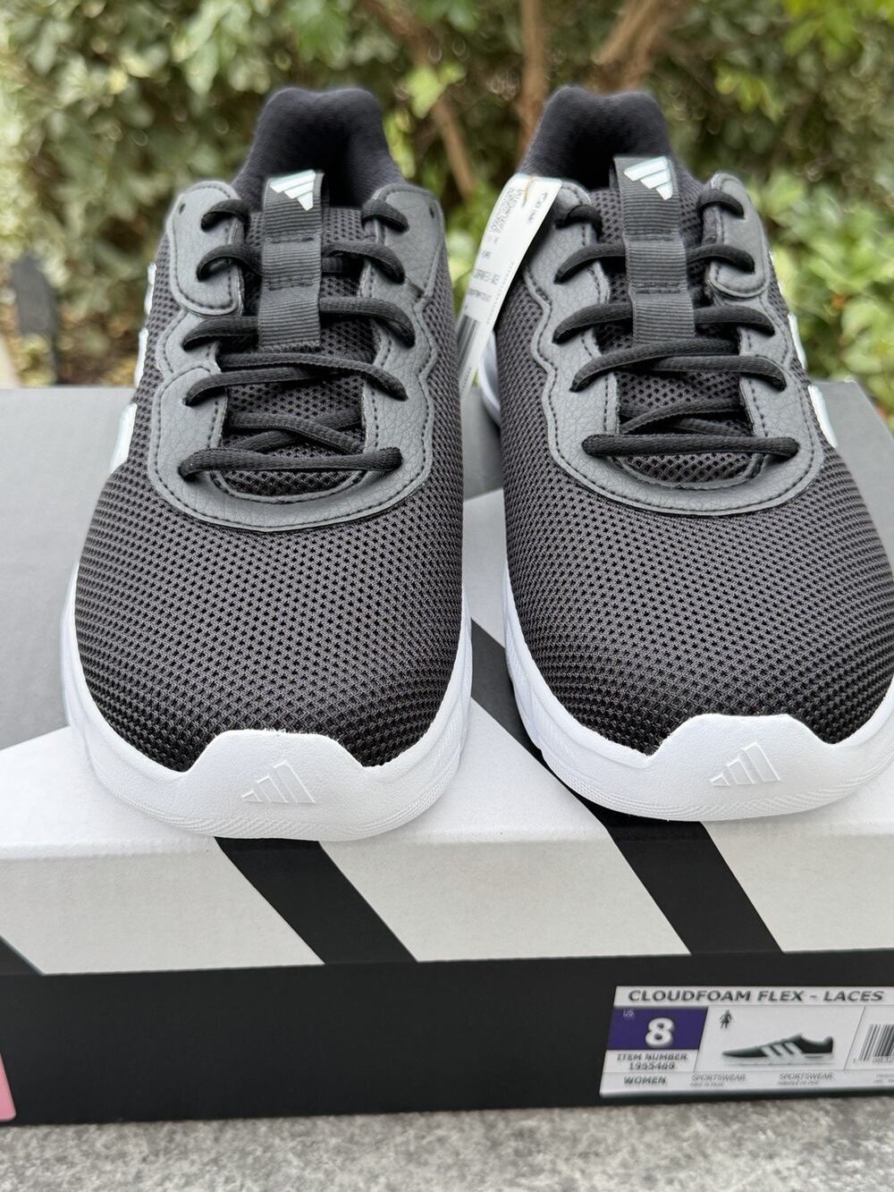 Adidas Arch Rise Cloudfoam Flex Laces Black Sneakers Women's 8 Wide Fit NWT